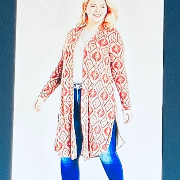 Maurices Geo Duster/Long Sweater in Orange/Brown (0X) New with Tag - Picture 1 of 9